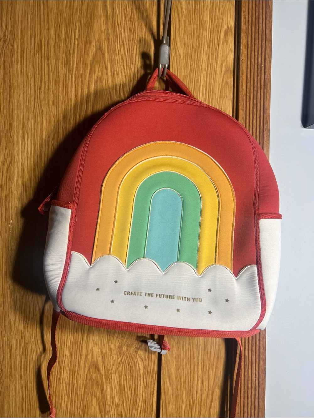 Kids Rainbow Cloud Backpack - Red with Multicolor Accent